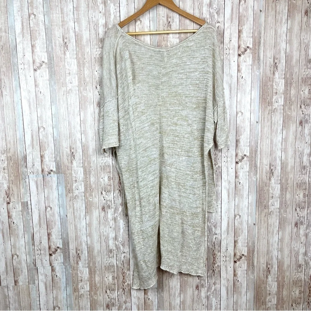 Free People High Low Melange Knit Linen Blend‎ Lightweight Sweater Size Medium